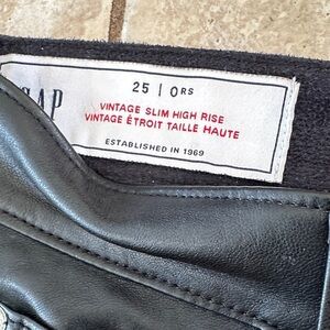 GAP Vintage Slim High Rise Leather Pants - Black